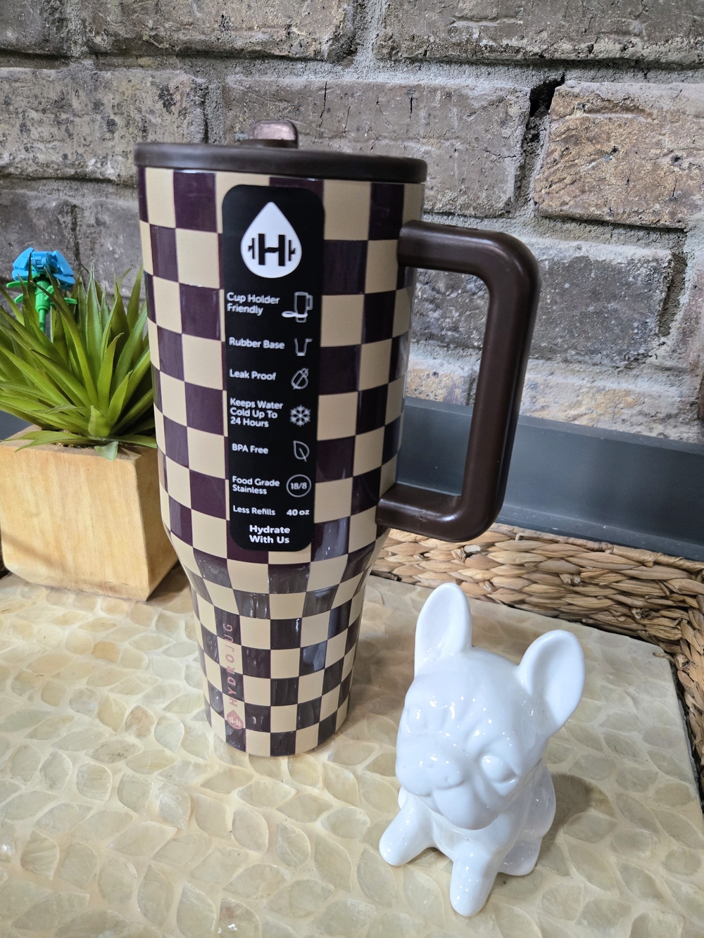 HydroJug Traveler 40 oz Tumbler Checkered Brown/Tan, Nee